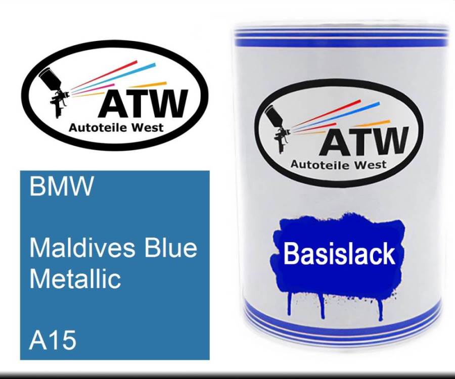 BMW, Maldives Blue Metallic, A15: 500ml Lackdose, von ATW Autoteile West.